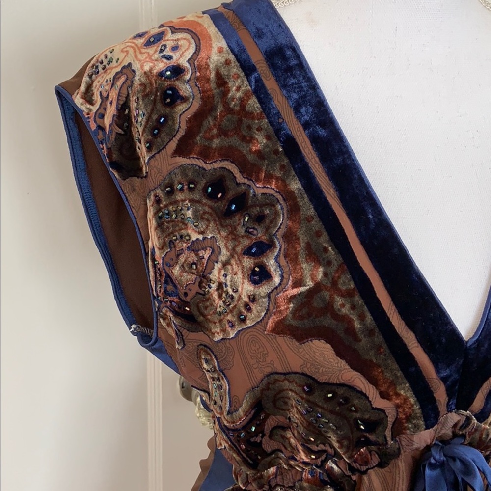 Hale Bob Beautiful Velvet and Silk Beaded Blouse - Picture 2 of 10